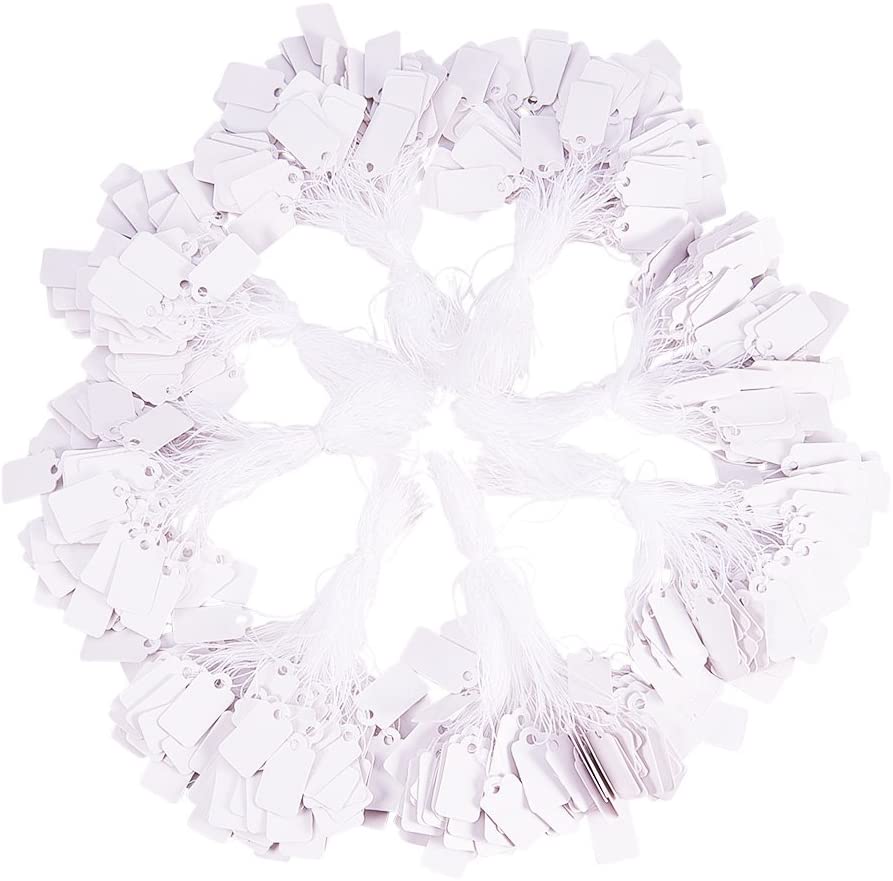 Prislabels Med Snor, Hvid, (100 Stk) - Uniq Perler - 0000011751