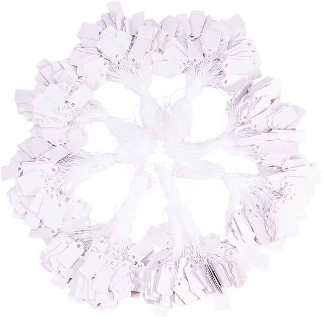 Prislabels Med Snor, Hvid, (100 Stk) - Uniq Perler - 0000011751