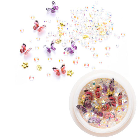Pynte Mix Til Resin – Forgyldte Metaldele & Sommerfugle (2 - 7mm) - Uniq Perler - 0000007331