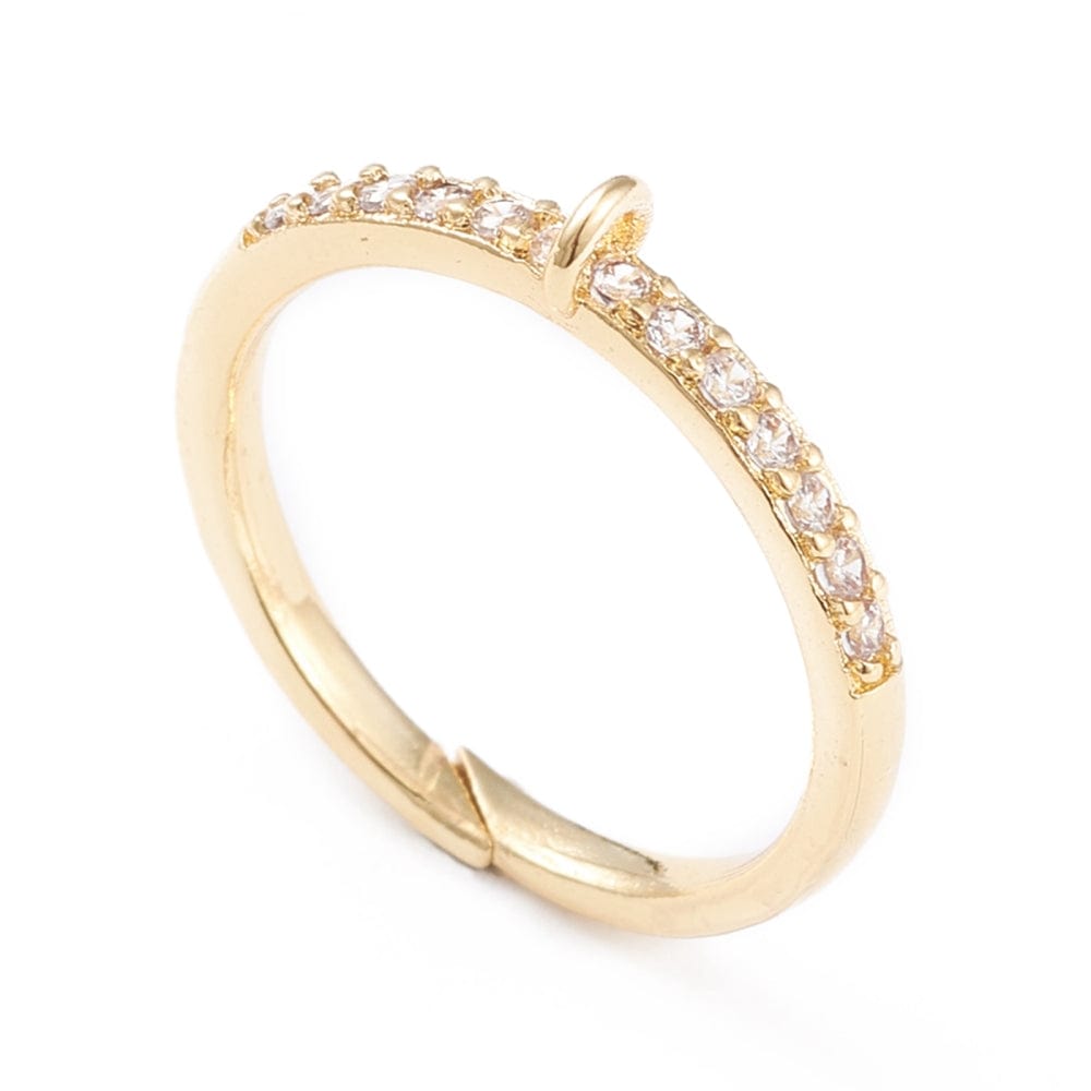 Regulerbar Ring Med Zirkonia Til Dine Egne Vedhæng - Uniq Perler - 0000011054