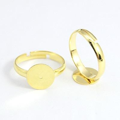 Regulerbar Ring Til Pålimning Af Cabochon, Forgyldt, 17mm, 10 Stk - Uniq Perler - 0000026841