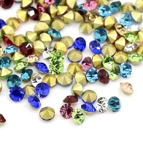 Rhinsten, Mix Farver, (3x4mm, 100 Stk) - Uniq Perler - 8743735456780883657531