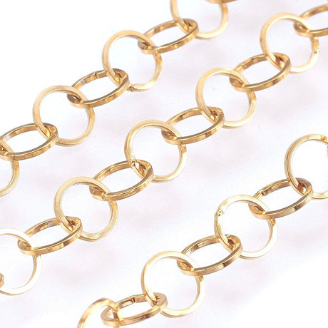 Rolo Kæde, Forgyldt Stål, 5x0,5mm - Uniq Perler - 138478