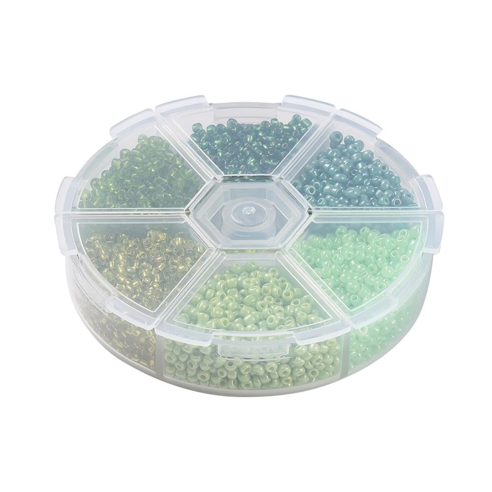 Rondel Med Seed Beads – Grøn (2mm), 3960 Perler - Uniq Perler - 4680853