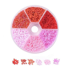 Rondell mit Seed Beads – Pink/Rot Mix (2mm, ca. 3960 Perlen) - Uniq Perler - 98641468