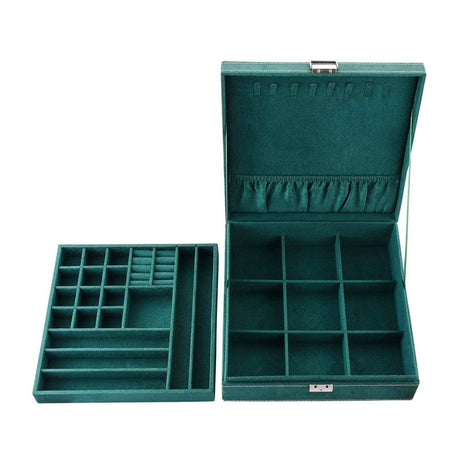 Rummeligt Dobbelt Grønt Smykkeskrin (26x26x8cm) - Uniq Perler - 26373