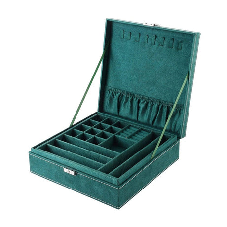 Rummeligt Dobbelt Grønt Smykkeskrin (26x26x8cm) - Uniq Perler - 26373