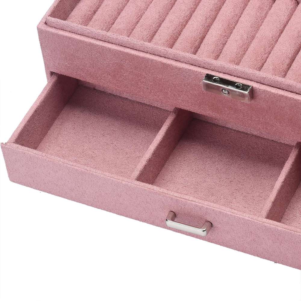 Rummeligt Rosa Smykkeskrin – Imiteret Ruskind (27x20x10cm) - Uniq Perler - 0000005084