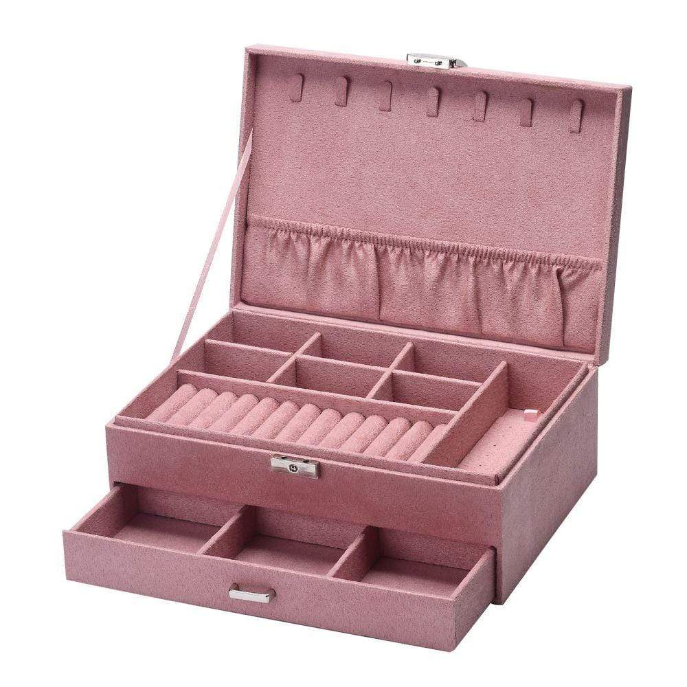 Rummeligt Rosa Smykkeskrin – Imiteret Ruskind (27x20x10cm) - Uniq Perler - 0000005084