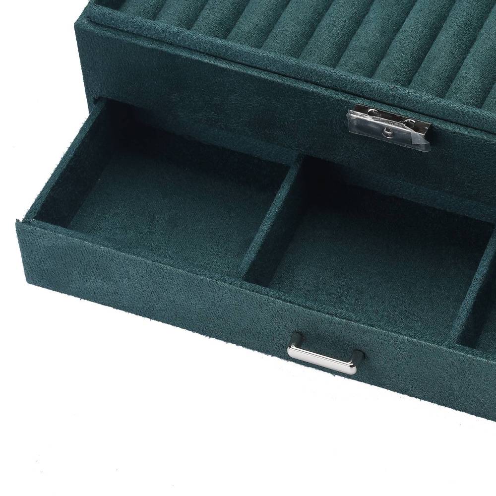 Rummeligt Smykkeskrin - Grøn, Med Låg og Skuffe (27x20x10cm) - Uniq Perler - 1277708