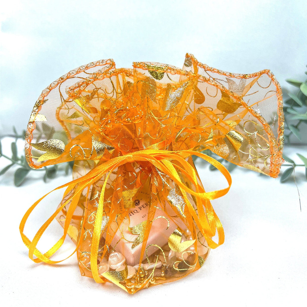 Runde Organza Poser - Orange, 10 Stk - Uniq Perler - 875326