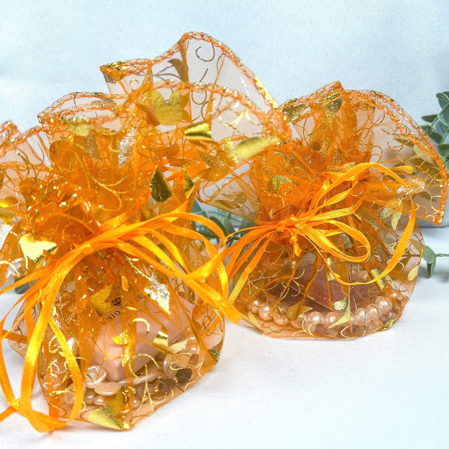 Runde Organza Poser - Orange, 10 Stk - Uniq Perler - 875326