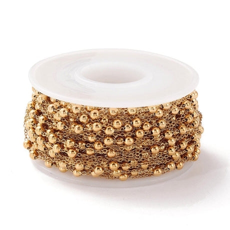 Satellit Kæde, Forgyldt Stål, 1,5x1x0,2mm - Uniq Perler - 12889