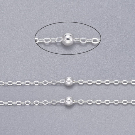 Satellit Kæde, Forsølvet, 2,2x1,7mm - Uniq Perler - 0000010290