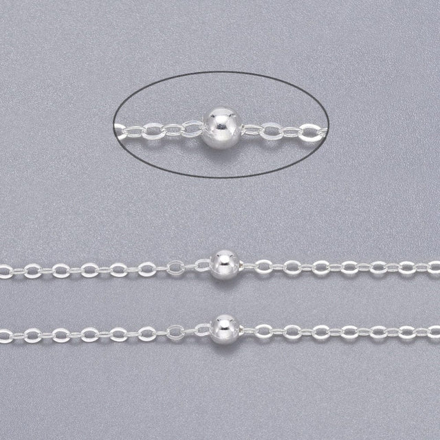 Satellit Kæde, Forsølvet, 2,2x1,7mm - Uniq Perler - 0000010290