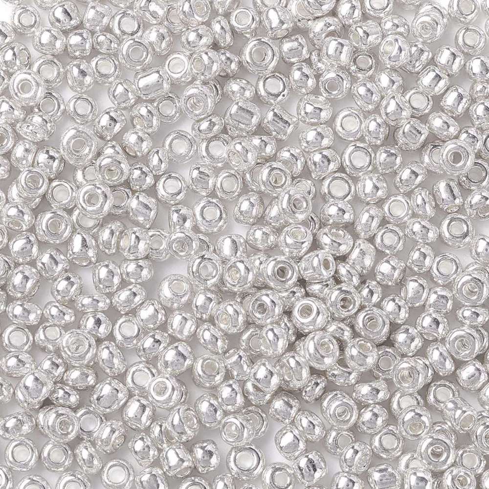 Seed Beads, Metallic Sølv, 3mm, (20 gram) - Uniq Perler - 0000013077