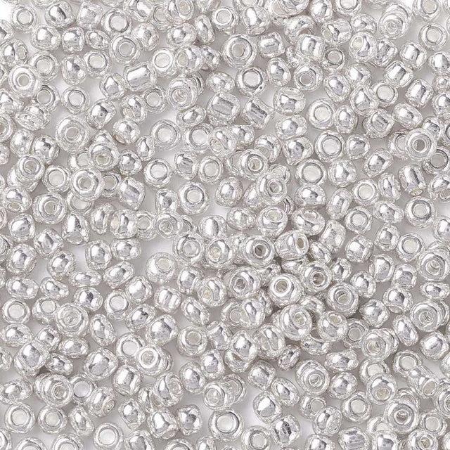 Seed Beads, Metallic Sølv, 3mm, (20 gram) - Uniq Perler - 0000013077