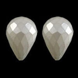 Shell Dråber, Hvid, Facetteret, Topboret/Anboret, 16x22mm - Uniq Perler - 38483723