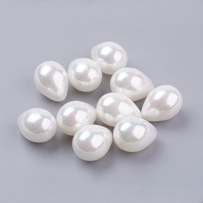 Shell Pearl Drops, White, Top-drilled, (15.5x12mm) - Uniq Perler - 66690