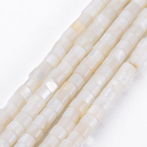 Shell Pearls, White, Rondelle, 4x3mm - Uniq Perler - 5648489124