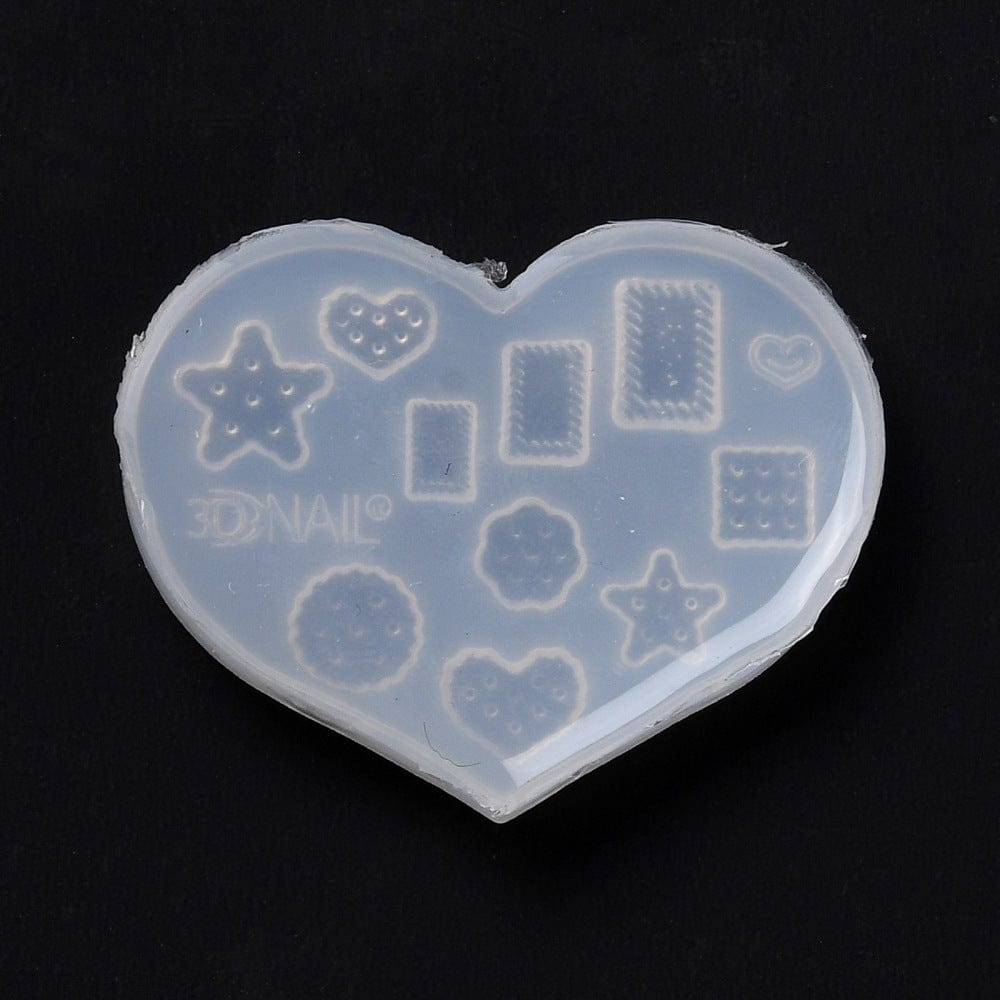 Silikone Form Til Støbning Af Hjerter, Stjerner M.M. (30x39x5mm) - Uniq Perler - 120654