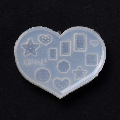 Silikone Form Til Støbning Af Hjerter, Stjerner M.M. (30x39x5mm) - Uniq Perler - 120654