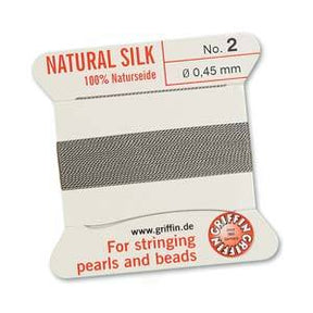 Silk Cord with Needle – Gray (0.45mm, 2m) - Uniq Perler - 155671