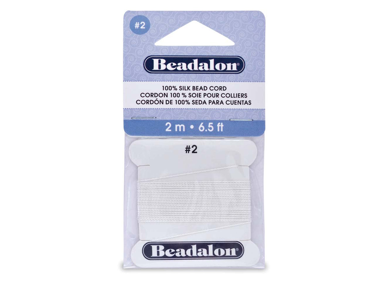 Silkesnor med Nål – Hvid (0,70mm, 2m) - Uniq Perler - 842680