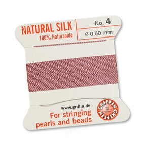 Silkesnor Med Nål – Pink, Str. 4 (0,60mm), 2m - Uniq Perler - 1111490385