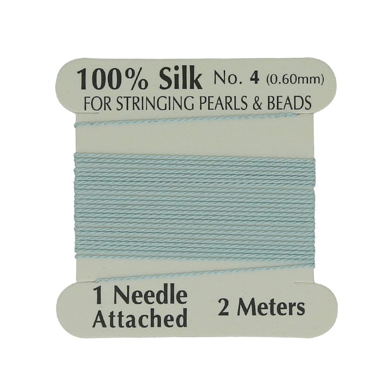 Silkesnor med Nål – Turkis, Str. 4, (0,60mm, 2m) - Uniq Perler - 0000008326