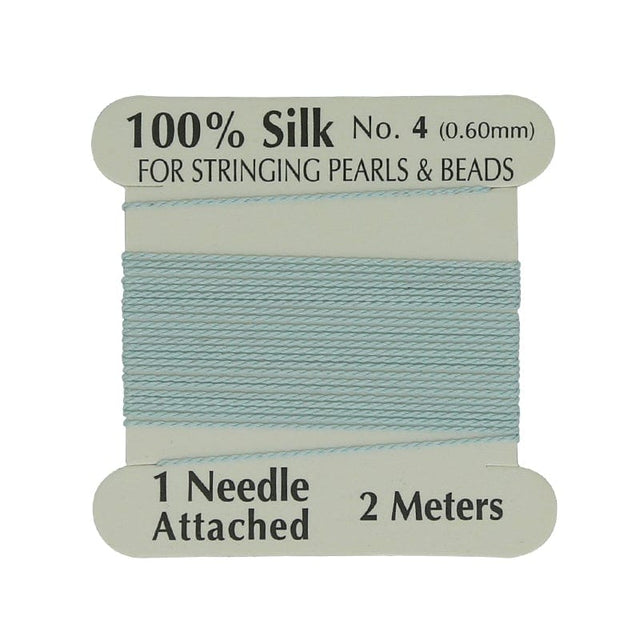 Silkesnor med Nål – Turkis, Str. 4, (0,60mm, 2m) - Uniq Perler - 0000008326