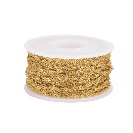 Singapore Kæde, Tvistet, Vandfast Forgyldt Stål, (2x2mm) - Uniq Perler - 578631