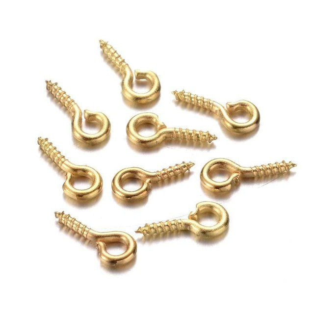 Skrue Bails – Forgyldt (8x4x1mm, 10 stk) - Uniq Perler - 0000005609, 939111945687612810561850