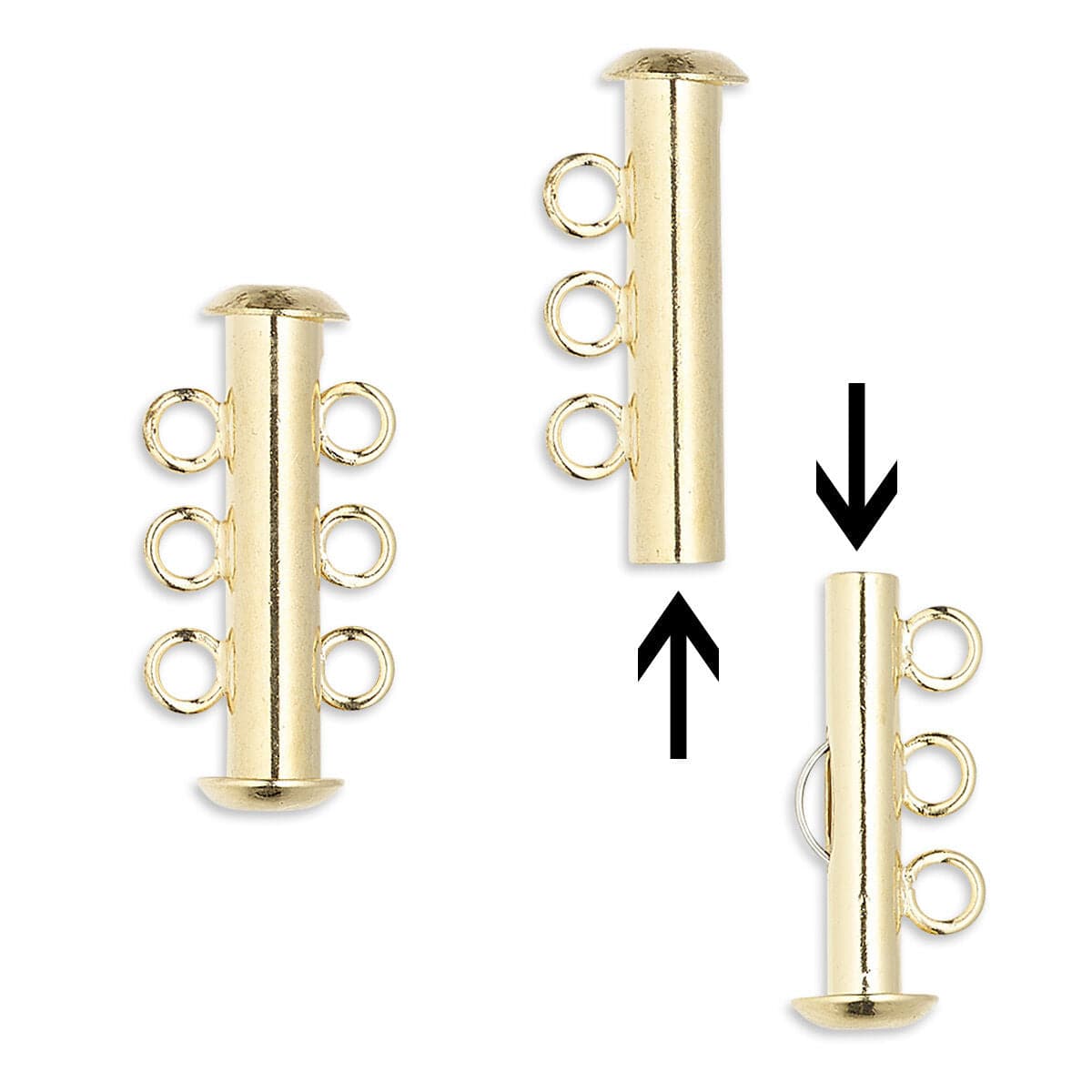 Slide Lås Med 3 Øjne – 18K Forgyldt (21mm) - Uniq Perler - 790524008063, 0000012742