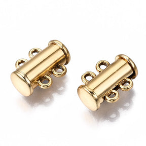 Slide Clasp With 4 Eyes - Gold-plated (15x10.5x6.5mm) - Uniq Perler - 247994137