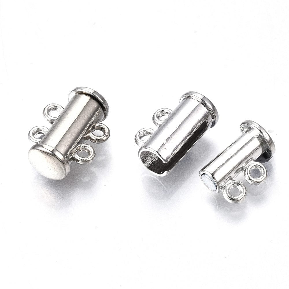 Slide Lås Med 4 Øjne - Platinium Farvet (15x10,5x6,5mm) - Uniq Perler - 7534667