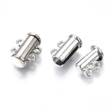 Slide Lås Med 4 Øjne - Platinium Farvet (15x10,5x6,5mm) - Uniq Perler - 7534667