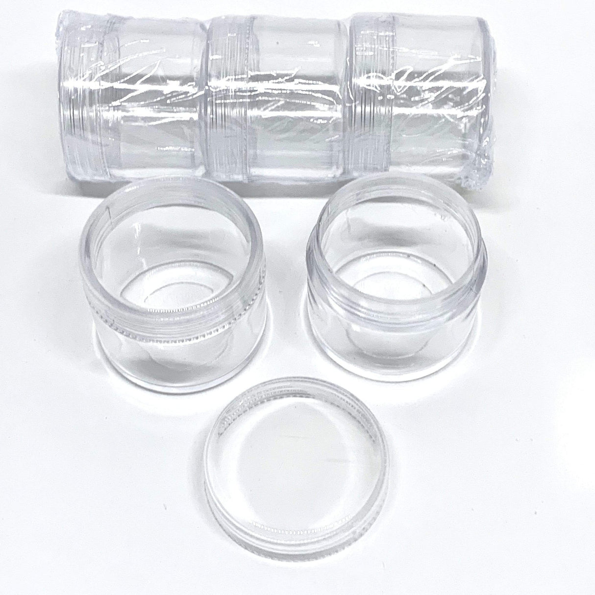 Små Beholdere Med Skruelåg – Klar (3,4x3,3cm), 3 Stk - Uniq Perler - 0000000023