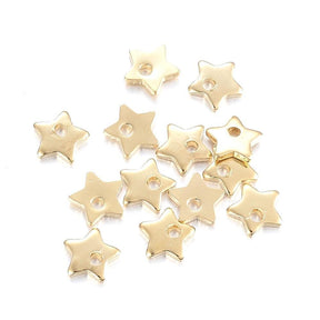 Small Star Pendant, Gold-plated Steel, (6x6mm, 10 pcs) - Uniq Perler - 639842
