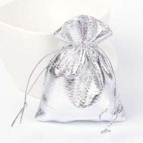 Sølv Organza Smykkeposer (7x9cm), 10 Stk - Uniq Perler - 0000012225