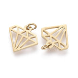 Stål Diamant Vedhæng, Forgyldt (8,5x9x1mm) - Uniq Perler - 0000006087