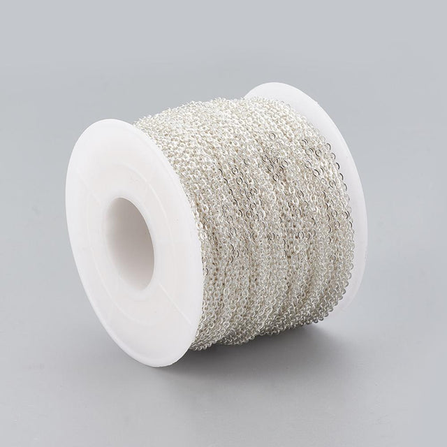 Stål Kæde - Forsølvet (3x2x0,5mm, 1 Meter) - Uniq Perler - 325424