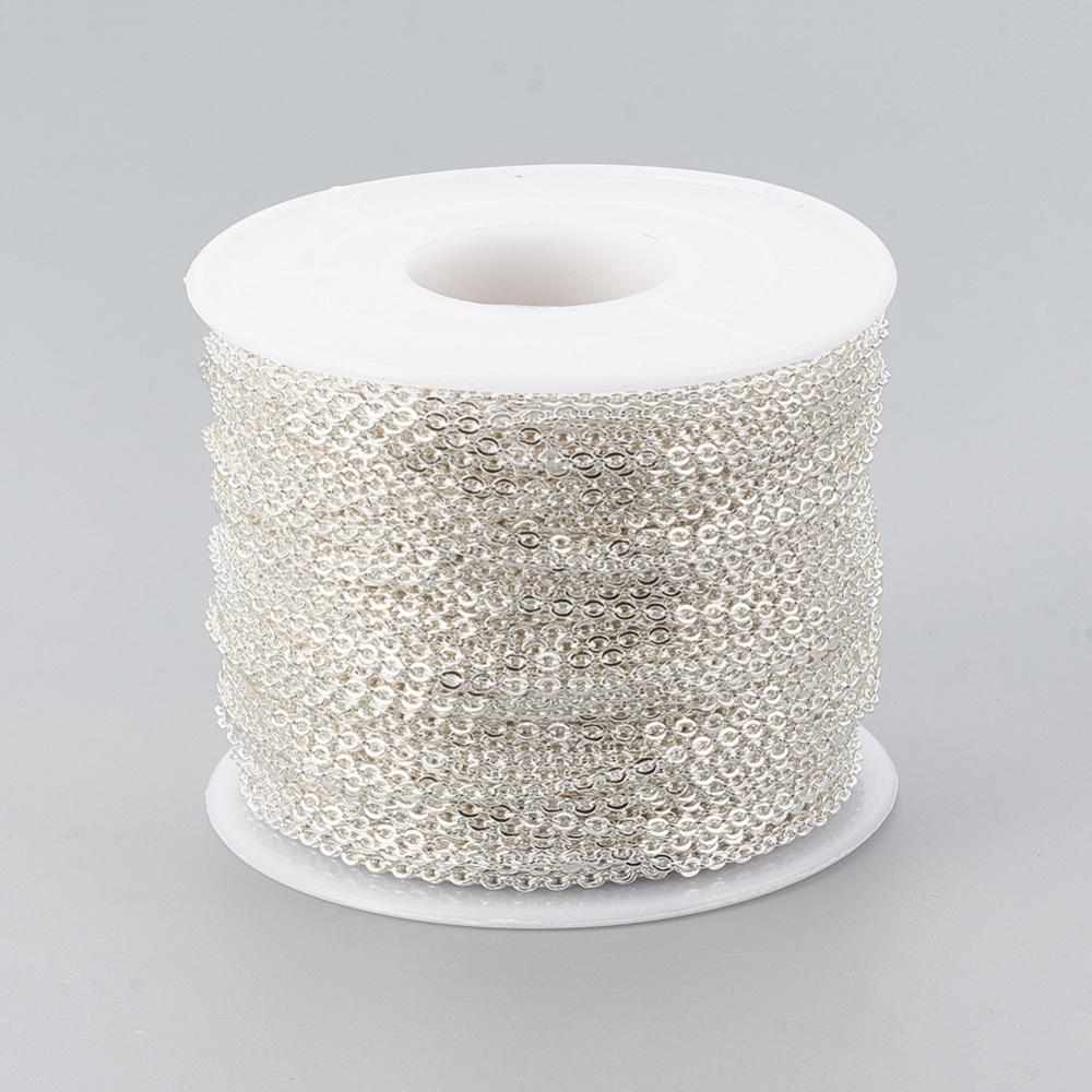 Stål Kæde - Forsølvet (3x2x0,5mm, 1 Meter) - Uniq Perler - 325424