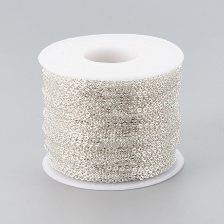 Stål Kæde - Forsølvet (3x2x0,5mm, 1 Meter) - Uniq Perler - 325424