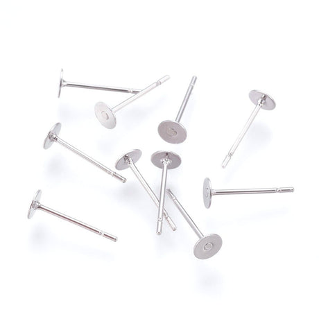 Stål Ørestikkere Til Pålimning, (20 Stk) - Uniq Perler - 0000013607