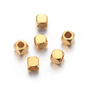 Stahlperlen, quadratisch, Vergoldet, 4x4mm, (10 Stück) - Uniq Perler - 0000011461