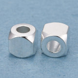 Stål Perler, Firkantet, Forsølvet, 4x4mm, (10 Stk) - Uniq Perler - 0000011462