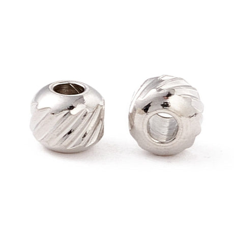 Stål Perler Med Tvistet Mønster, 4x3,5mm, 10 Stk - Uniq Perler - 13063