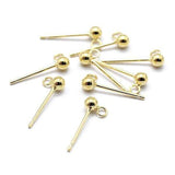 Sterling Sølv 925 Ball Ørestikkere - Forgyldt, (3mm) - Uniq Perler - 109254