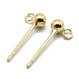 Sterling Sølv 925 Ball Ørestikkere - Forgyldt, (3mm) - Uniq Perler - 109254